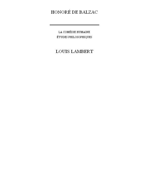 Louis Lambert; Les Proscrits; Séraphit