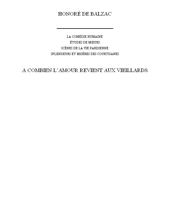 Splendeurs Et Misères Des Courtisanes, Esther Heureuse a Combien L'Amour Revient Aux Vieillards Ou Menent Les Mauvais Chemins