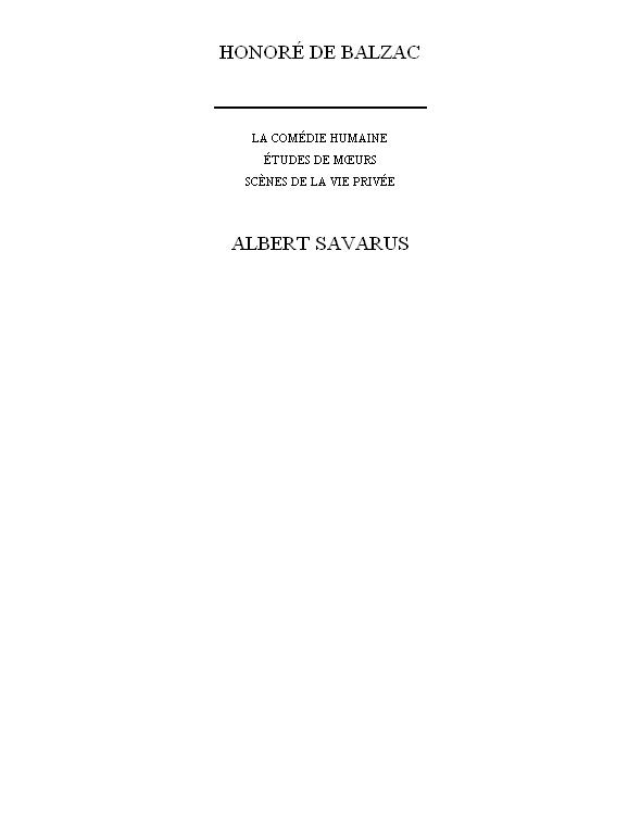 Albert Savarus (Webster's Chinese Simplified Thesaurus Edition)