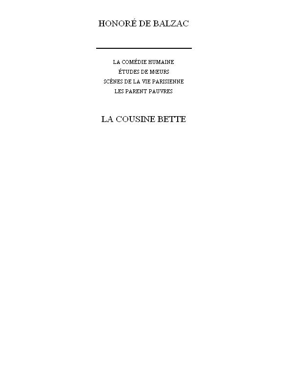Cousine Bette