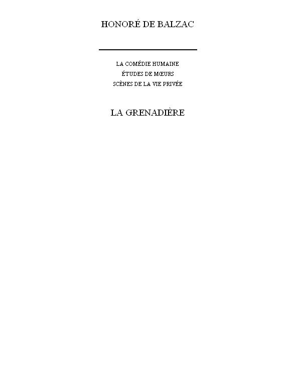 La Grenadière: Et Autres Récits Tourangeaux De 1832