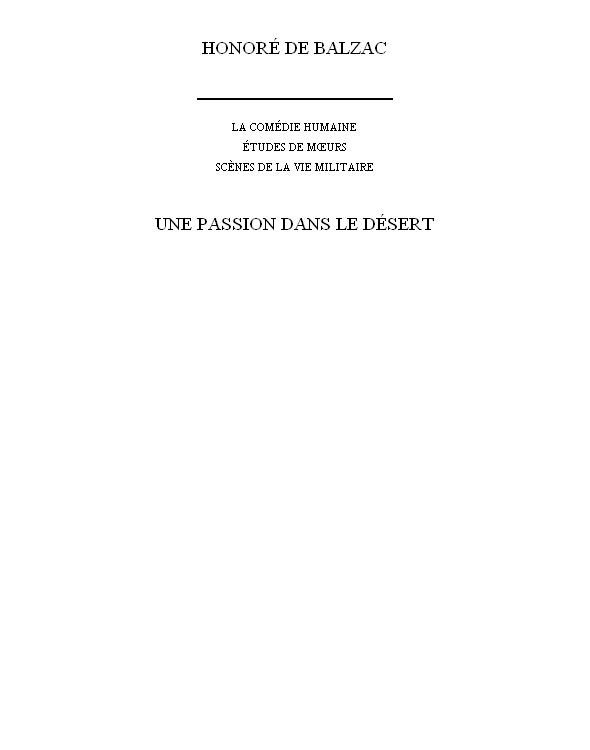 Une Passion Dans Le Desert