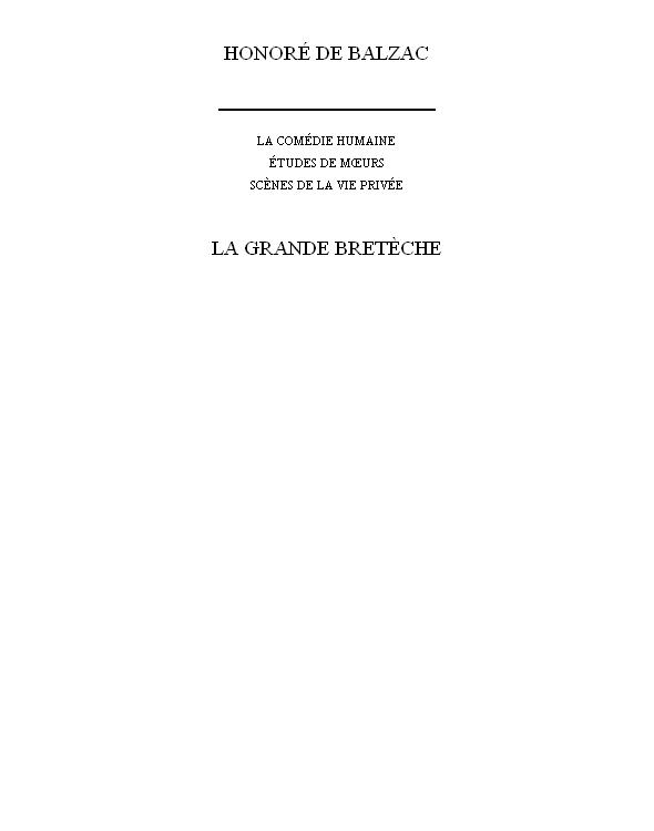 La Grande Bretèche and Other Stories...