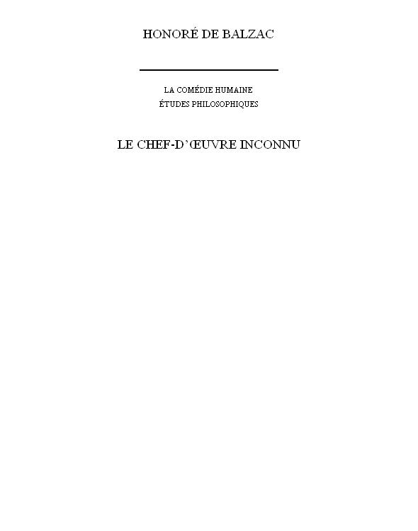 Le Chef D'œuvre Inconnu