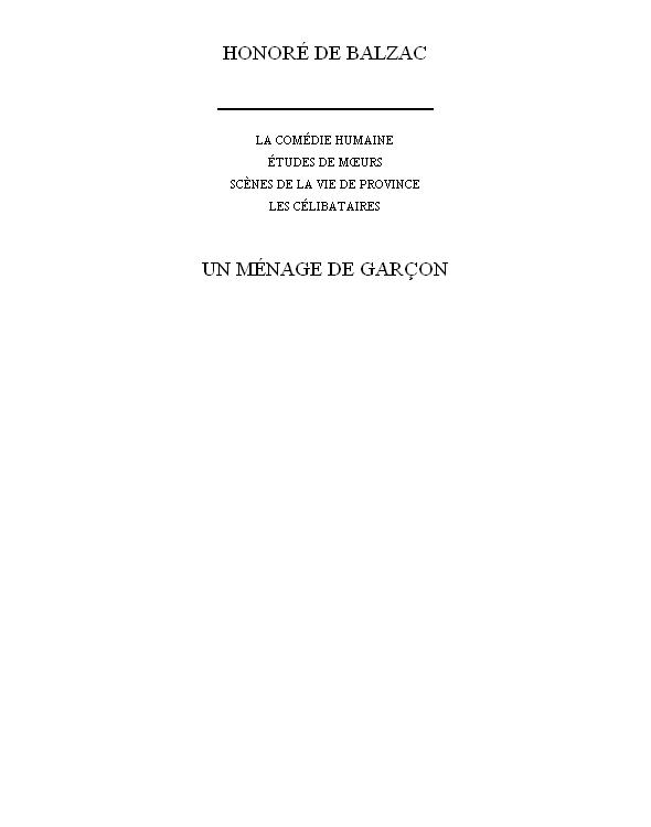 Un Ménage De GarçOn