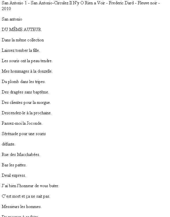 San Antonio 1 - San Antonio-Circulez Il N'y O Rien a Voir - Frederic Dard - Fleuve noir - 2010: Bloc de notas