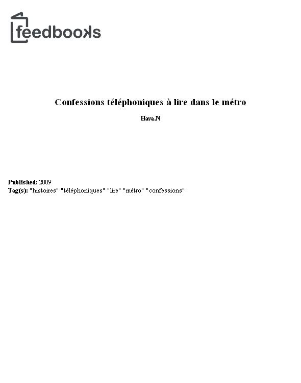 Confessions téléphoniques à lire dans le métro