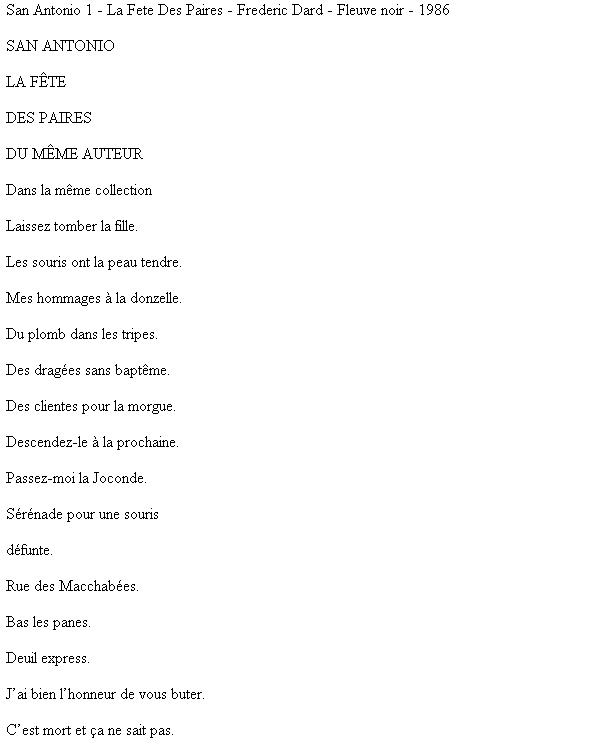 San Antonio 1 - La Fete Des Paires - Frederic Dard - Fleuve noir - 1986: Bloc de notas
