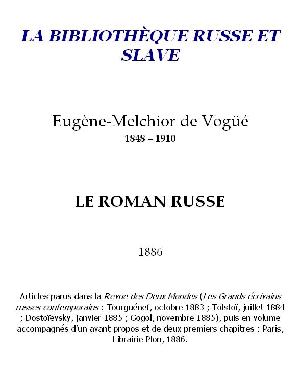 Le Roman russe
