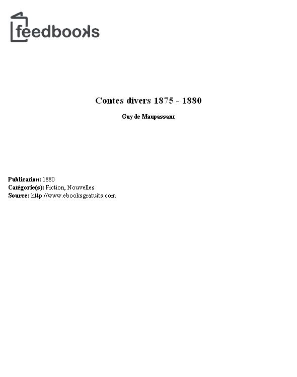 Contes divers 1875 - 1880